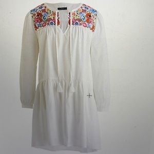 J. Crew White Embroidered Long Sleeve Midi Summer Cotton Dress Medium